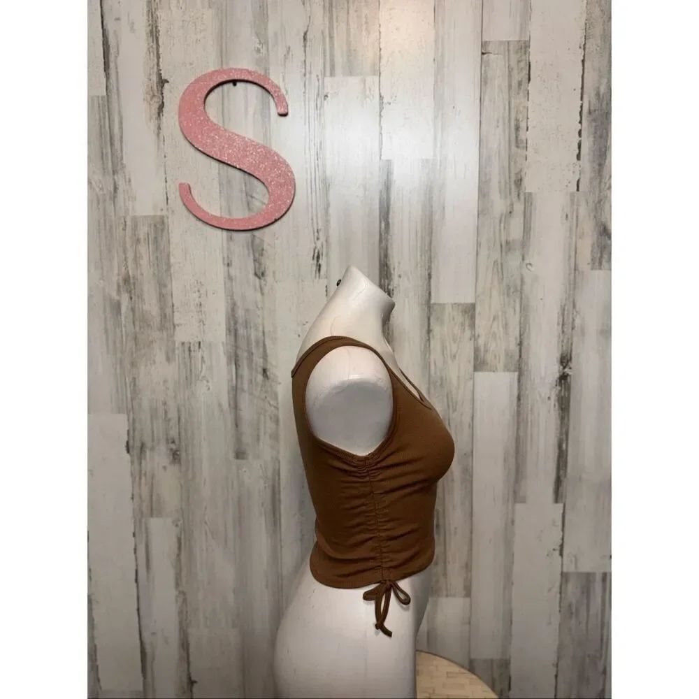 Brown Ruched Side Tank Top – Size Small - Picture 2 of 5
